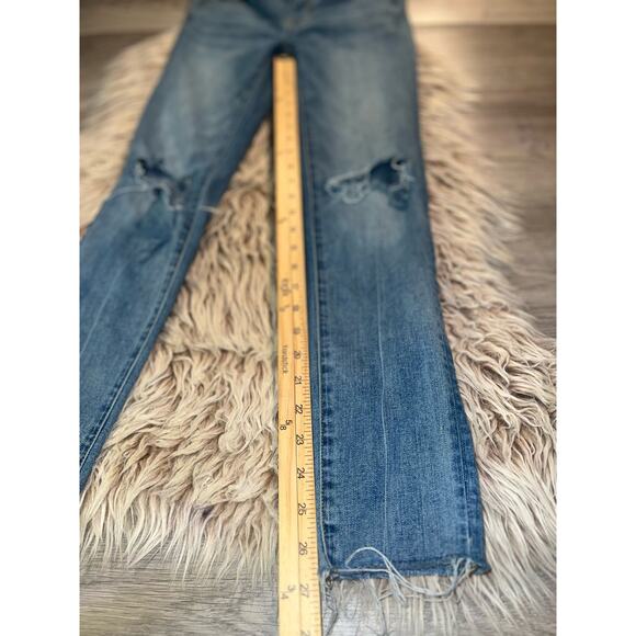 American Eagle super stretch womens distressed jegging ankle blue jean - Picture 8 of 10